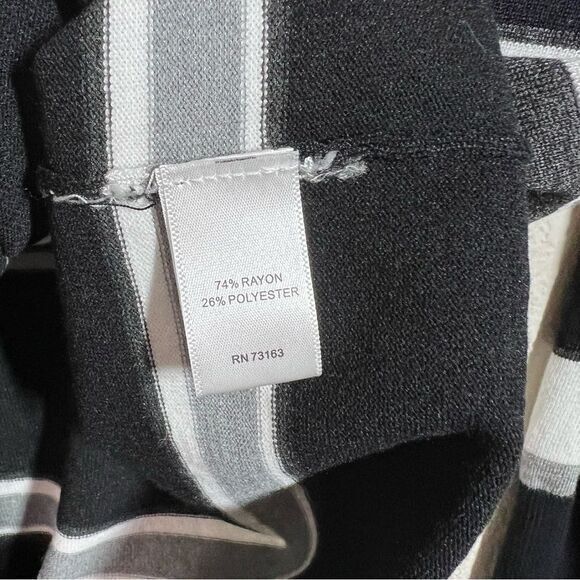 Cable & Gauge Womens Gray Black Button Up Cardigan Size XL Striped Crew Neck - Picture 5 of 7